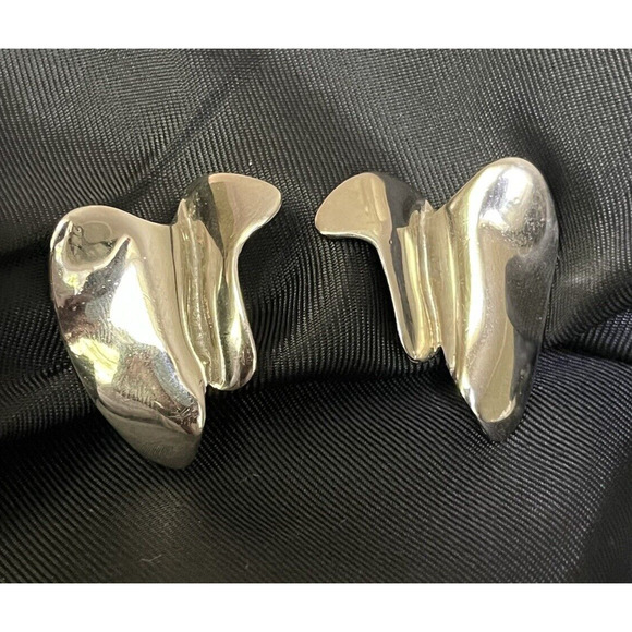 Vintage Accessocraft NYC Clip Earrings Modernist Style Clip Earrings 1"x1" - Picture 1 of 10